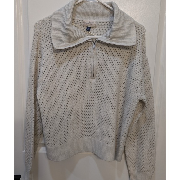 Universal Thread Sweaters - Universal Thread‎ Light Gray Knit Sweater Cardigan with Collar 1/4 Zip Up Size M